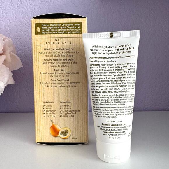 New! EMINENCE Organic Lilikoi Daily Defense Moisturizer SPF 40, 60ml/2oz - Picture 2 of 6